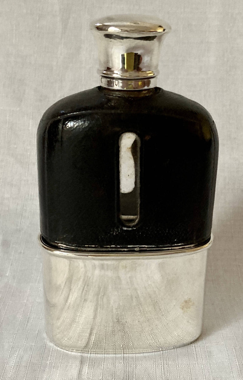Asprey, Victorian, Silver and Leather Clad Hip Flask. London 1876 Charles Asprey & Charles Asprey Junior.