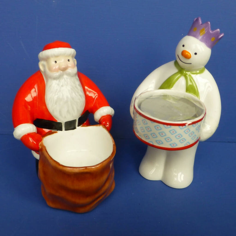 Coalport Snowman and Father Christmas Tea Lights