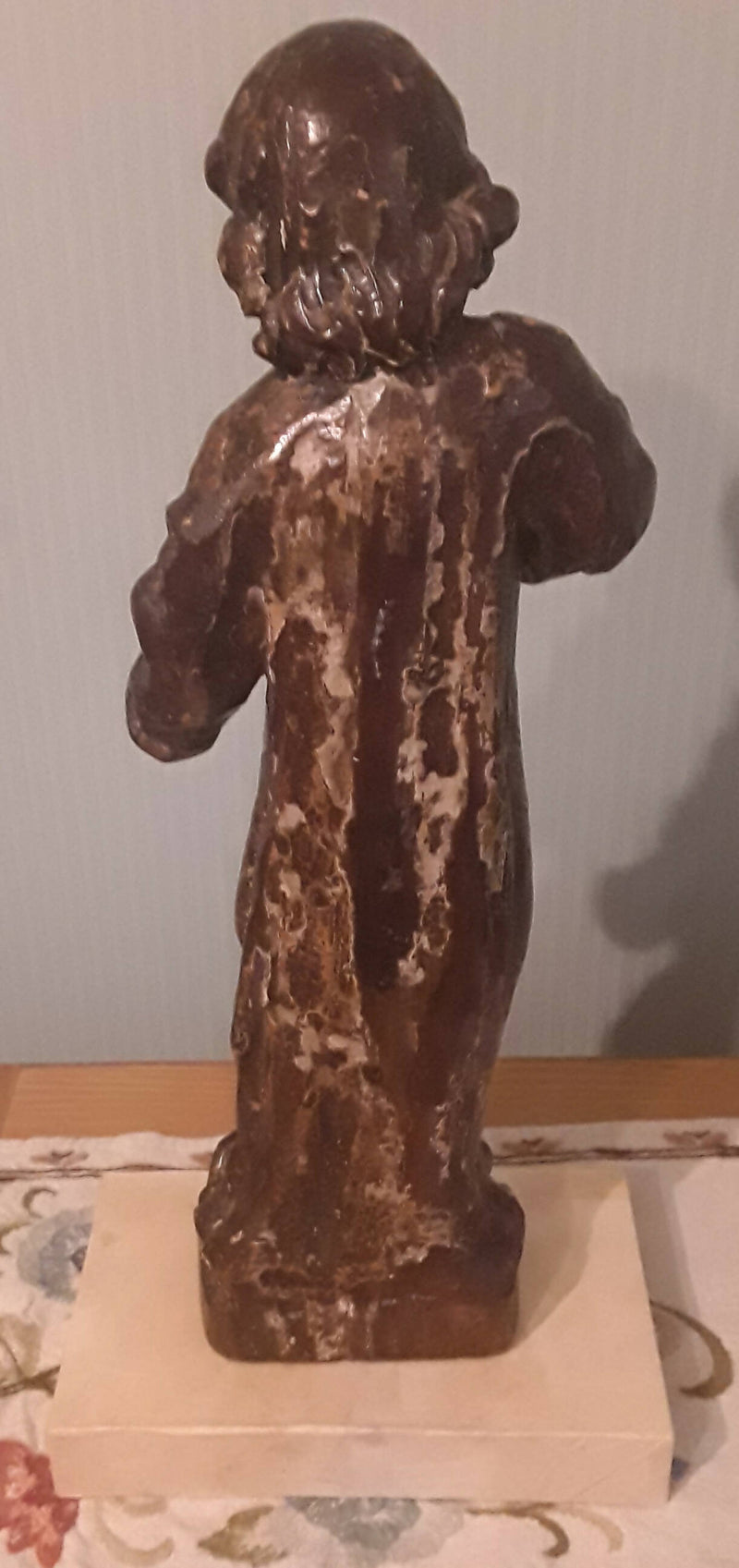 A Large Stuart Period Oak Polychromed Figure Of A Saint.
