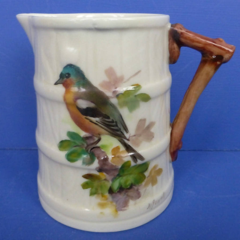 Royal Worcester Barrel Jug Chaffinch Signed By William Powell C1925