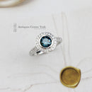 18ct White Gold Blue & White Diamond Cluster Ring