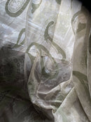 Paisley Green madras Lace Curtain Panel to finish 68'/120" 3metres long