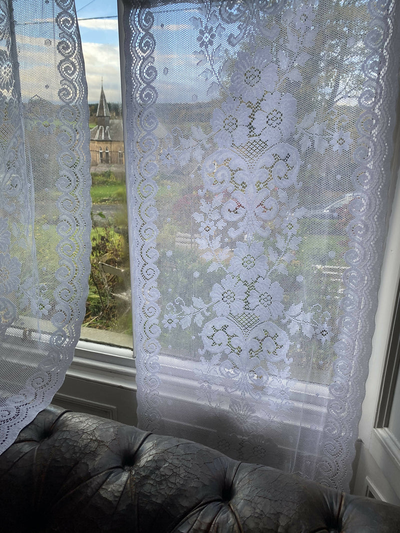 Victorianna white 23" wide white cotton lace available off the roll per metre