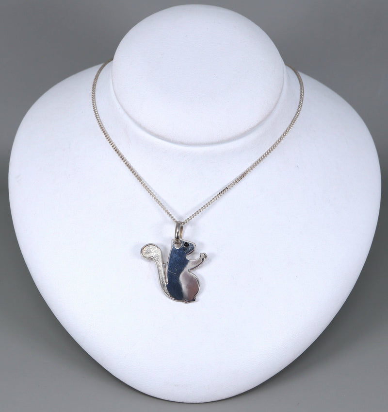 Silver Italian Squirrel Pendant & Chain.