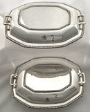 Pair of Octagonal Silver Plated & Crested Entree Dishes with Covers. Elkington & Co. 1923.