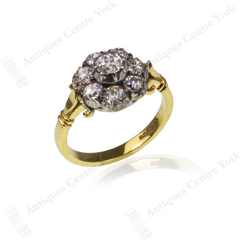 18ct Old Cut Diamond Cluster Ring 1.35cts