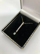 Hallmarked 9ct Yellow Gold Electric Sea Blue & Snowdrop White Topaz Drop Pendant