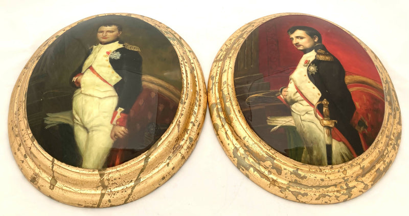 A Pair of Large Oval Portrait Plaques of Napoleon Bonaparte in Military Uniform.