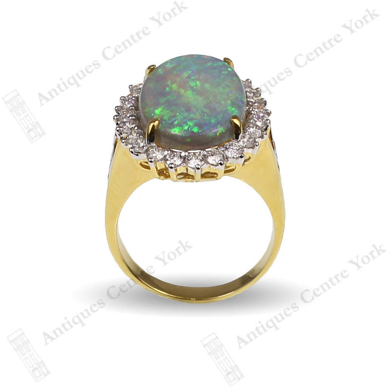 18ct Opal & Diamond Oval Cluster Ring