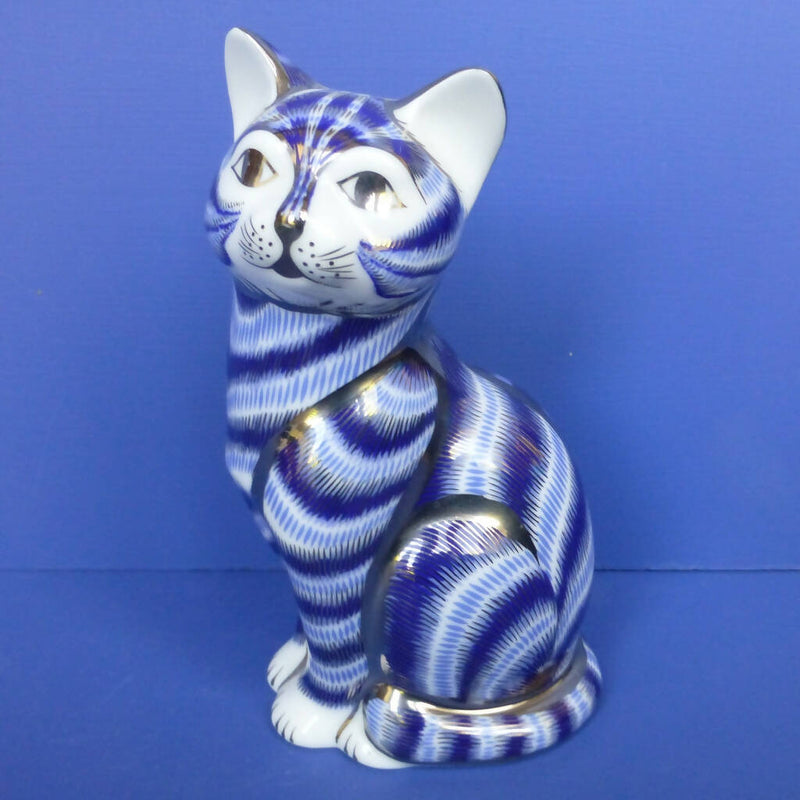 Royal Crown Derby Paperweight - Silver Tabby Cat (Boxed)