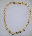 New Italian Yellow Gold Overlay Sterling Silver Rambo/Mariner Link Bracelet - 7.5"