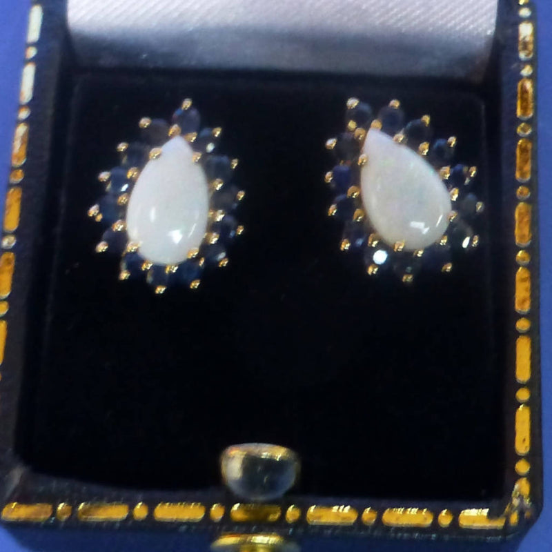 9ct Opal and Sapphire Earrings
