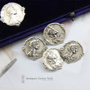 Art Nouveau Set of 6 Silver Buttons in Fitted Case