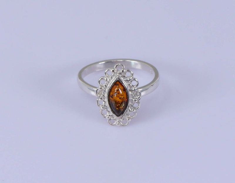 Silver & Amber Ring