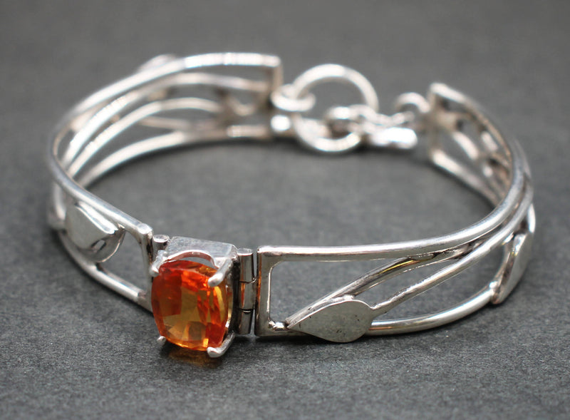Jake: 9.8carat Orange sapphire silver bracelet