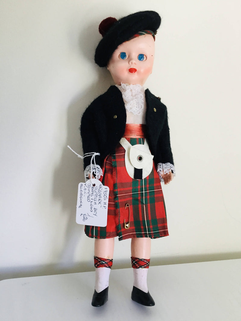 Vintage Rogark Scottish Boy Doll All Original Hard Plastic 1950’s. 9.5”