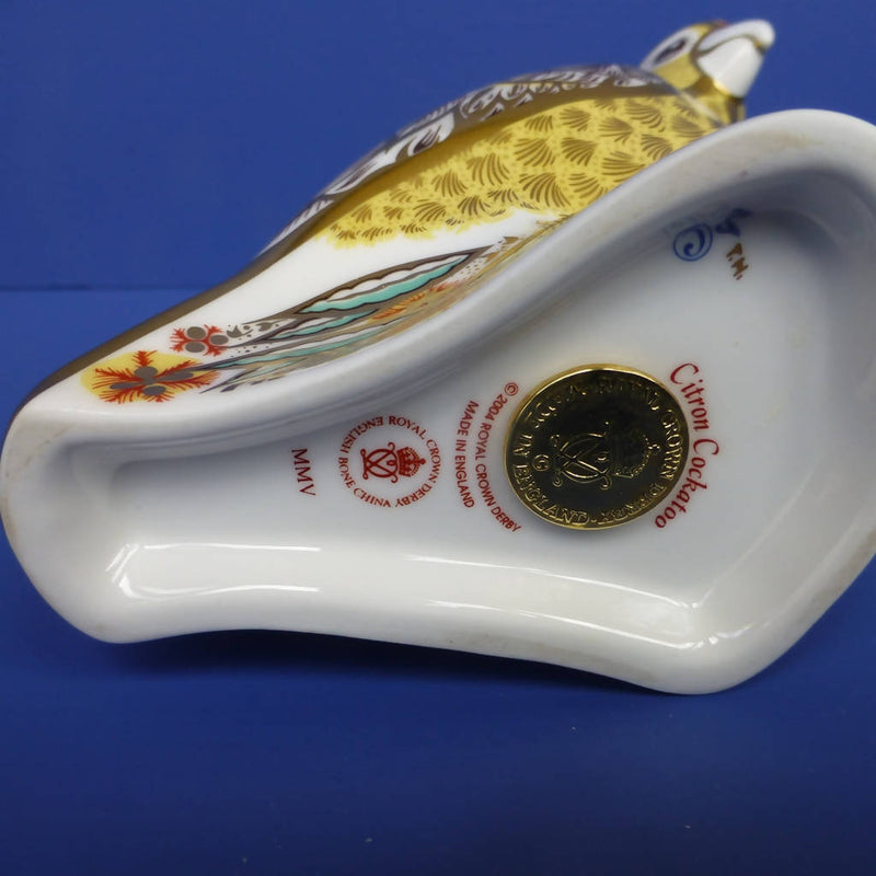 Royal Crown Derby Paperweight- Citron Cockatoo (Boxed)