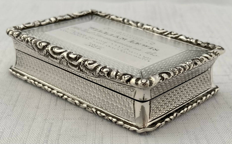 Victorian Silver Snuff Box, Montgomeryshire Yeomanry Cavalry. Birmingham 1877 George Unite. 3.2 troy ounces.