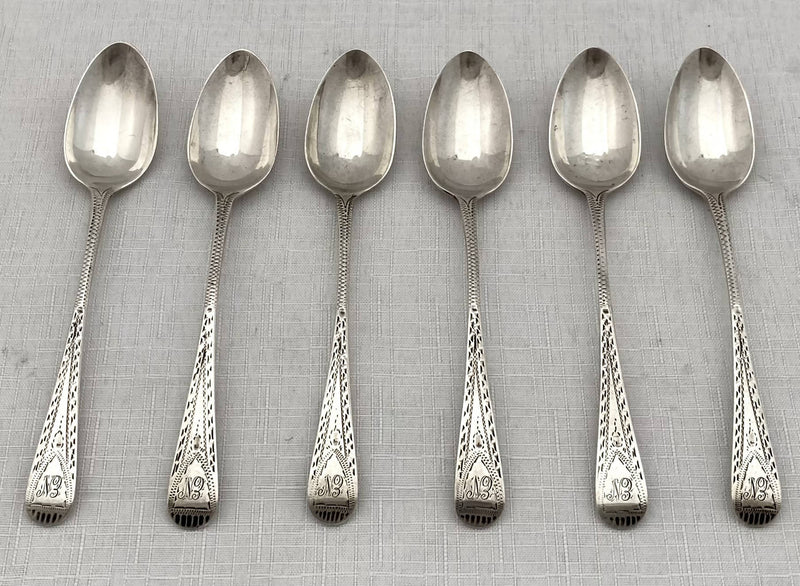 Georgian, George III, Six Silver Teaspoons. Exeter 1812 William Welch II. 2.6 troy ounces.