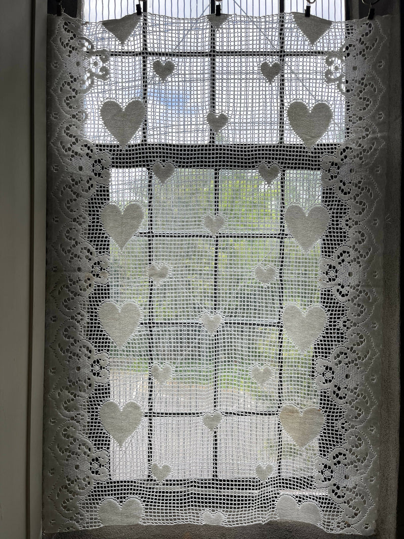 Heart Design Lace Panel remnant to finish in cream Cottagecore 26"/46"