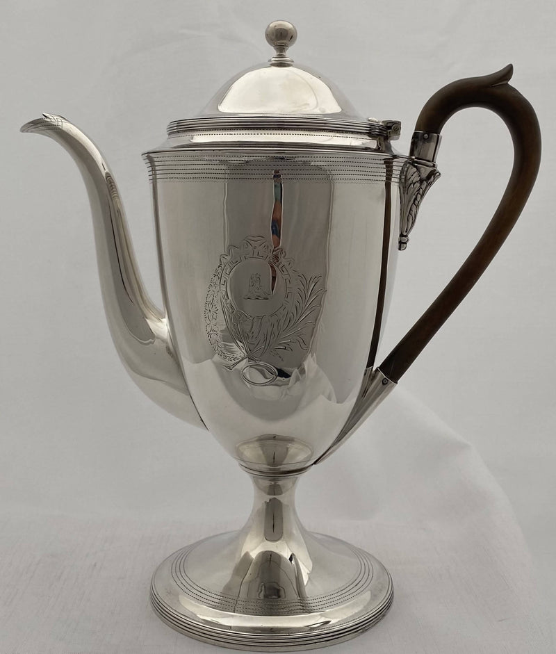 Georgian, George III, Silver Coffee Pot, London 1795 Henry Chawner. 23 troy ounces.