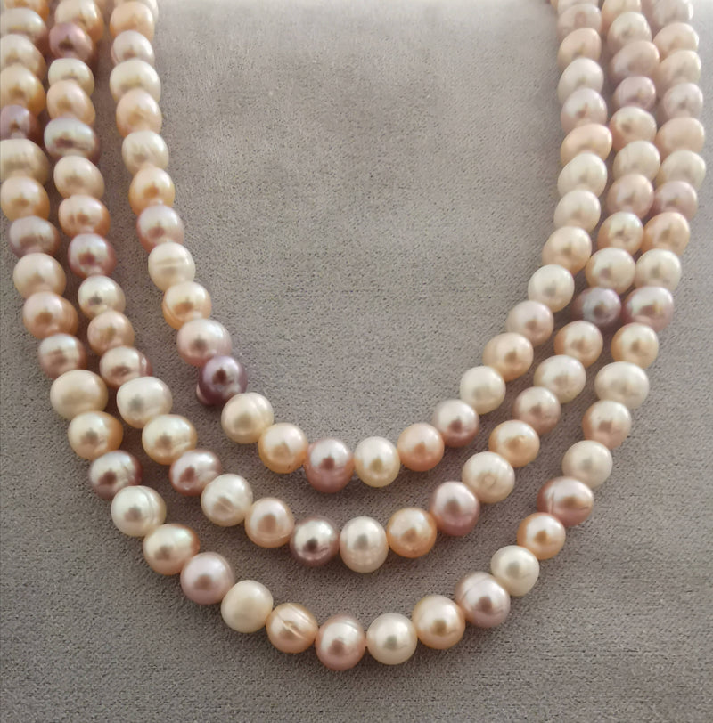 New 18" Multi Colour Freshwater Pearl Silver Necklace