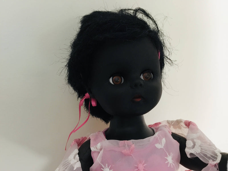 Vintage Roddy Black Doll in party dress 1960’s. 12”