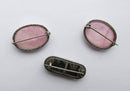 Collection Of Moss Agate & Rose Quartz Brooches/Decorative Mounts