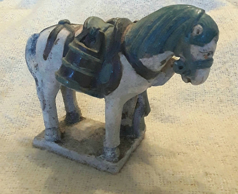 An Ancient Chinese -Late Ming Dynasty- Terracotta Horse And Groom Figure.