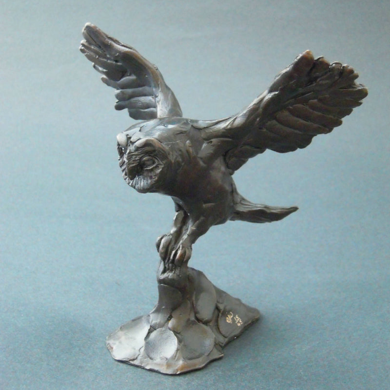 Barn Owl - bronze sculpture by Edward Waites