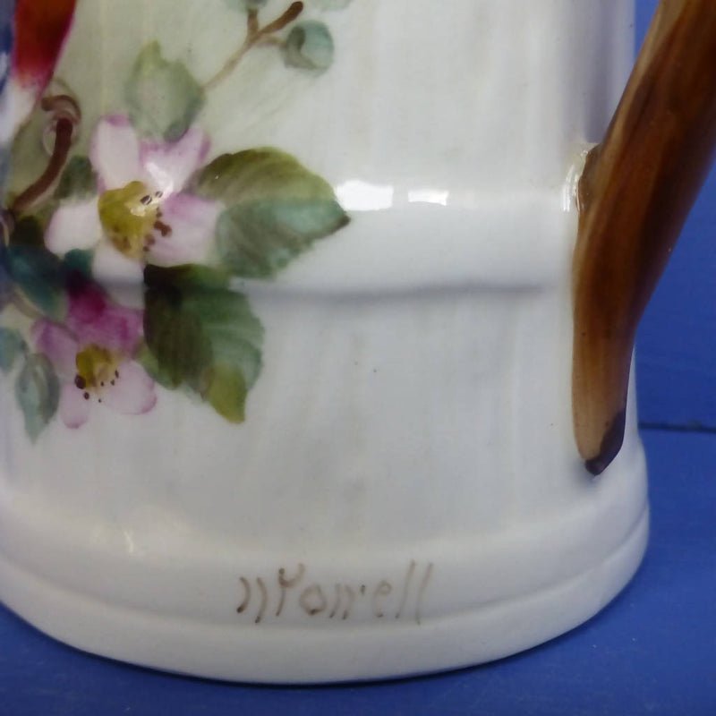 Royal Worcester Barrel Jug Bullfinch Signed by William Powell C1931