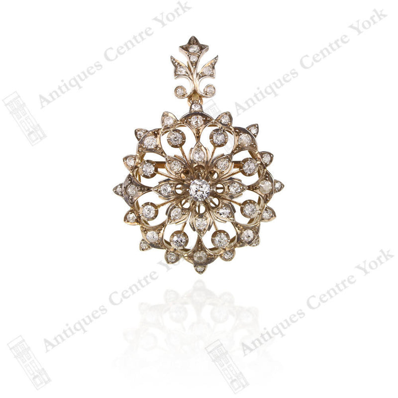 Victorian 15ct Gold & Diamond Brooch/Pendant
