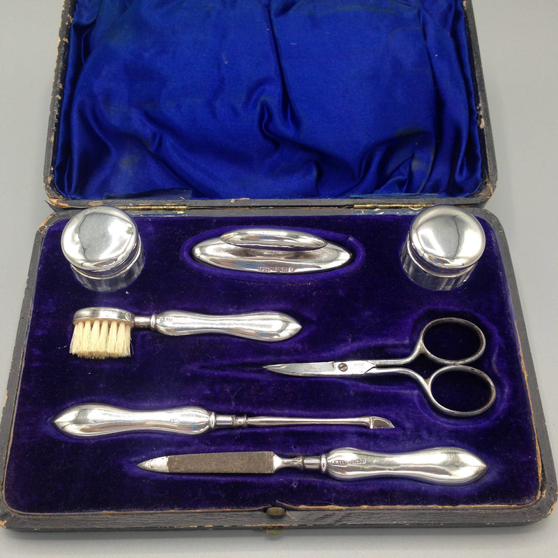 George V hallmarked silver manicure set