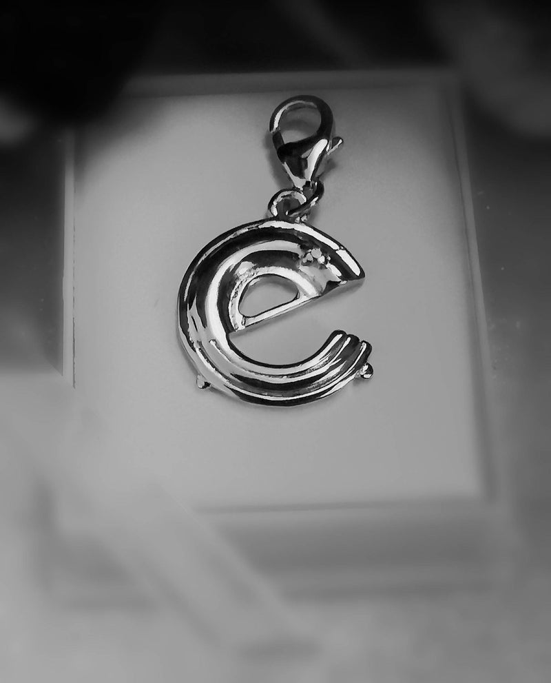 Diamond Initial silver charm pendant
