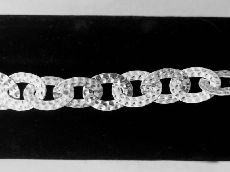 New Oval Hammered Silver Oval Link Bracelet - 7.5"