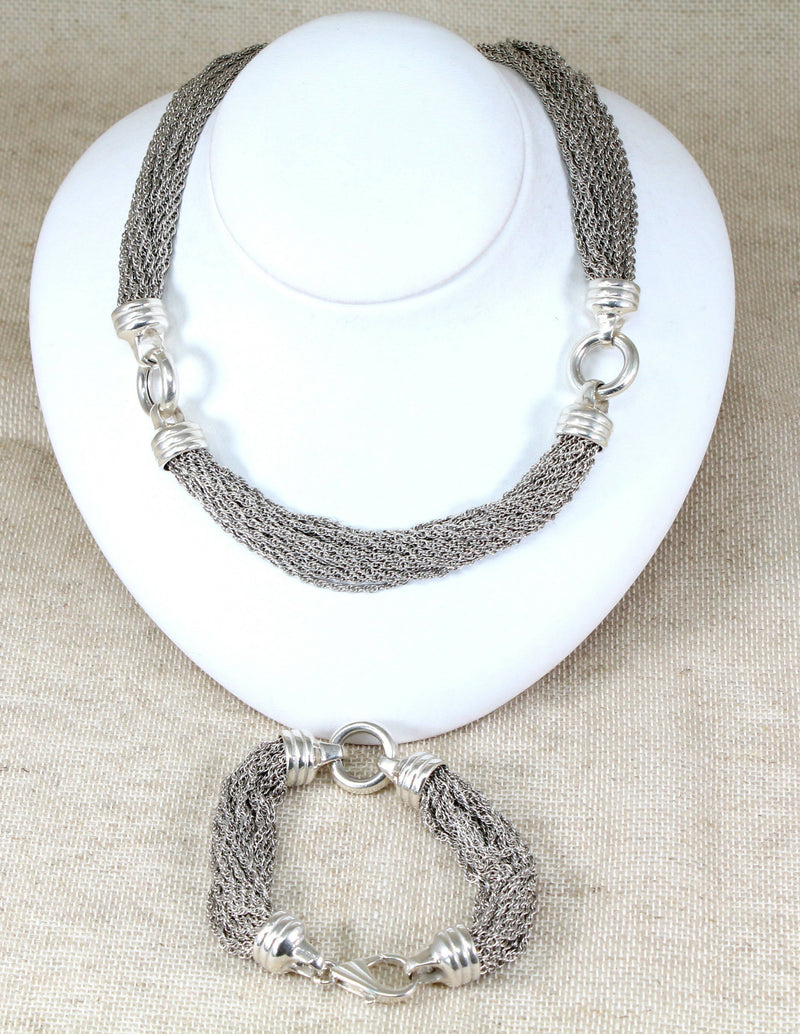 Vintage Silver Designer Necklace & Bracelet Set