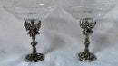 Early Victorian Pair of Silver Plated Pedestal Comport Stands with Etched Glass Dishes. Elkington & Co. 1847