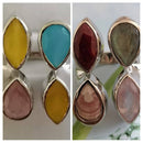 New Sterling Silver Multi gemstone statement ring - Sizes S, T