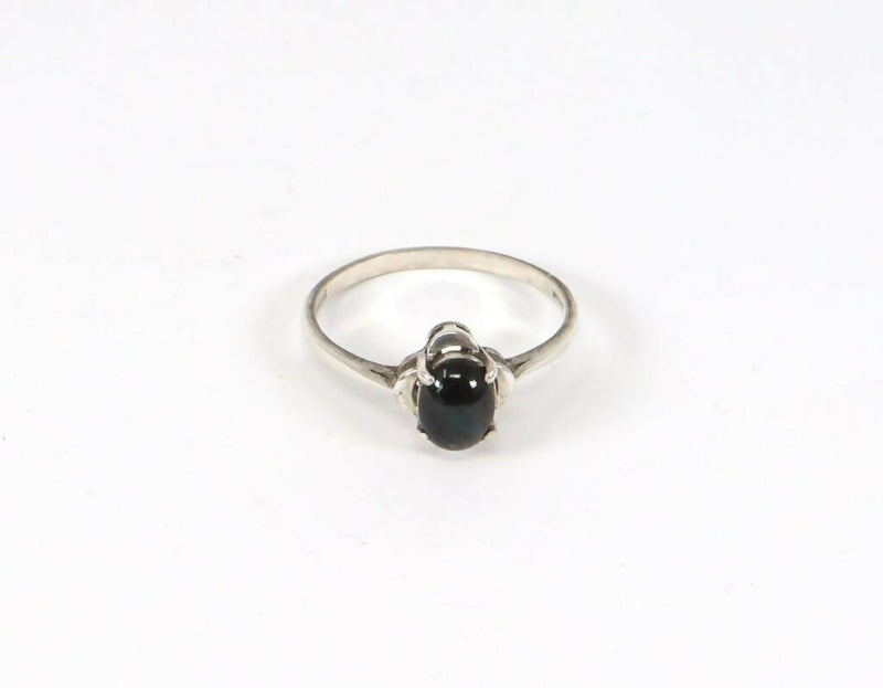 Vintage Silver & Black Star Diopside Solitaire Ring