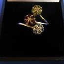 Silver Mixed Stone Flower Ring Size P