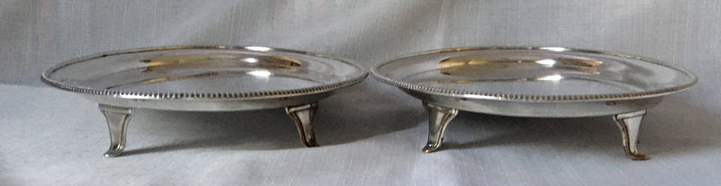 Georgian, George III period, pair of Old Sheffield Plate oval salvers with beaded decoration, circa 1780 - 1800.