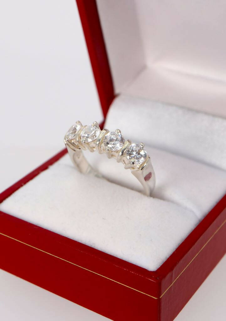 Sterling Silver & 4 Stone CZ Ring