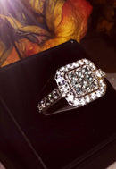 New Alexandrite and Natural Cambodian Zircon Cluster Ring in Platinum Overlay Sterling Silver