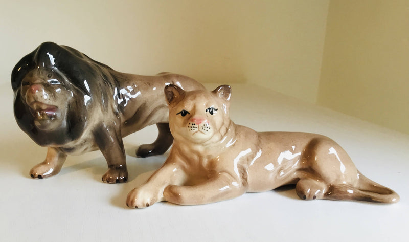 Melba Pottery Lion and Lioness