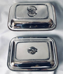 Late Georgian pair of crested, Sheffield Plated, entree dishes and covers, circa 1820 - 1830.