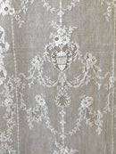 Leila Victorian design cream cotton lace curtain panel 36" x 84" long