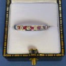 9ct White Gold Ruby and Diamond Eternity Ring (Six Rubies) Size O