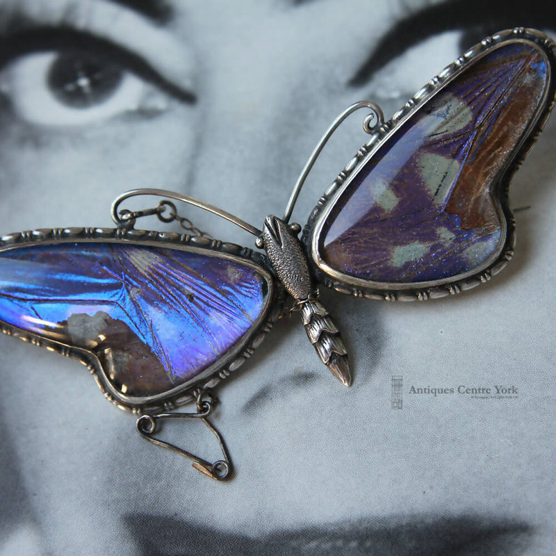 Large Victorian Silver Butterfly Wing Brooch