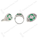 Handmade Platinum Emerald & Diamond Cluster Ring