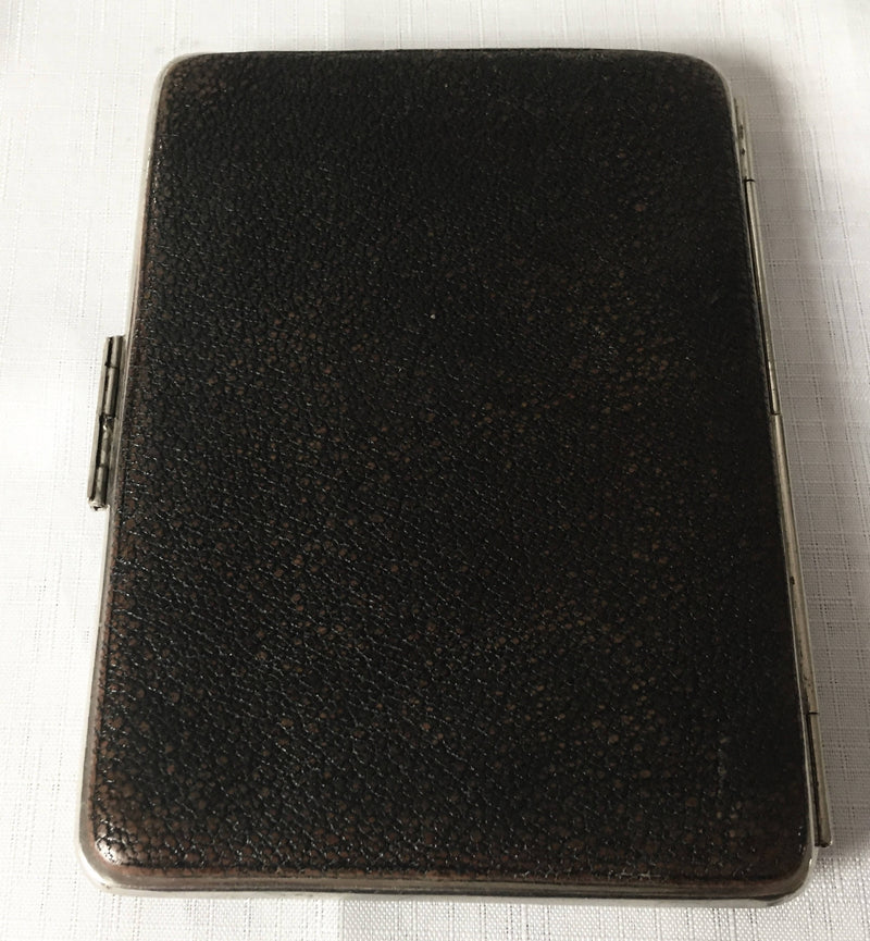 Edwardian gentleman's silver mounted leather card case. London 1903 Henry Marshall.